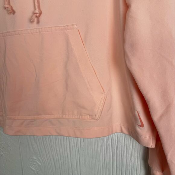 Nike Dri Fit Yoga Jersey Cropped Pullover Hoodie Light Coral Peach Color Size M - Picture 6 of 7